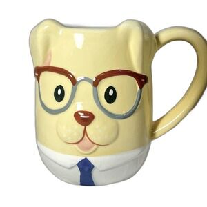 Tag 3 dimensional dog with glasses coffee cup
